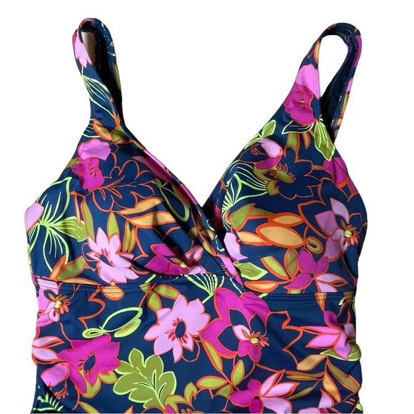 Seekers Australia Fuchsia Blooms Bella Tropical Print One Piece Swimsuit Size 10 - Picture 5 of 13